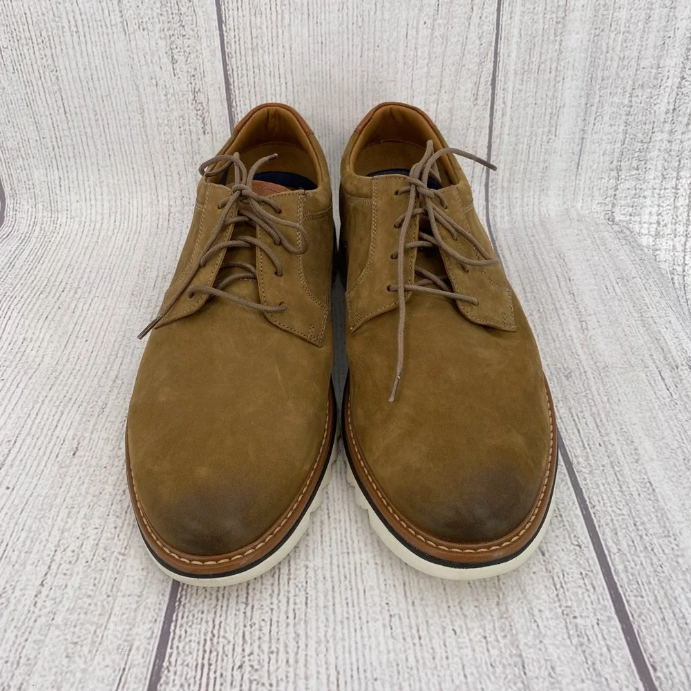Johnston & Murphy Braydon Oxford Mens 13M Tan Nubuck Leather Dress Shoes Casual